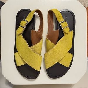 Never Worn Marni Yellow Mohair Crisscross Slingback Sandals - 35